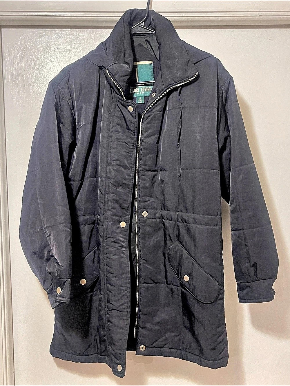 Larry Levine Sport Hooded Puffer Jacket in Black Size XS